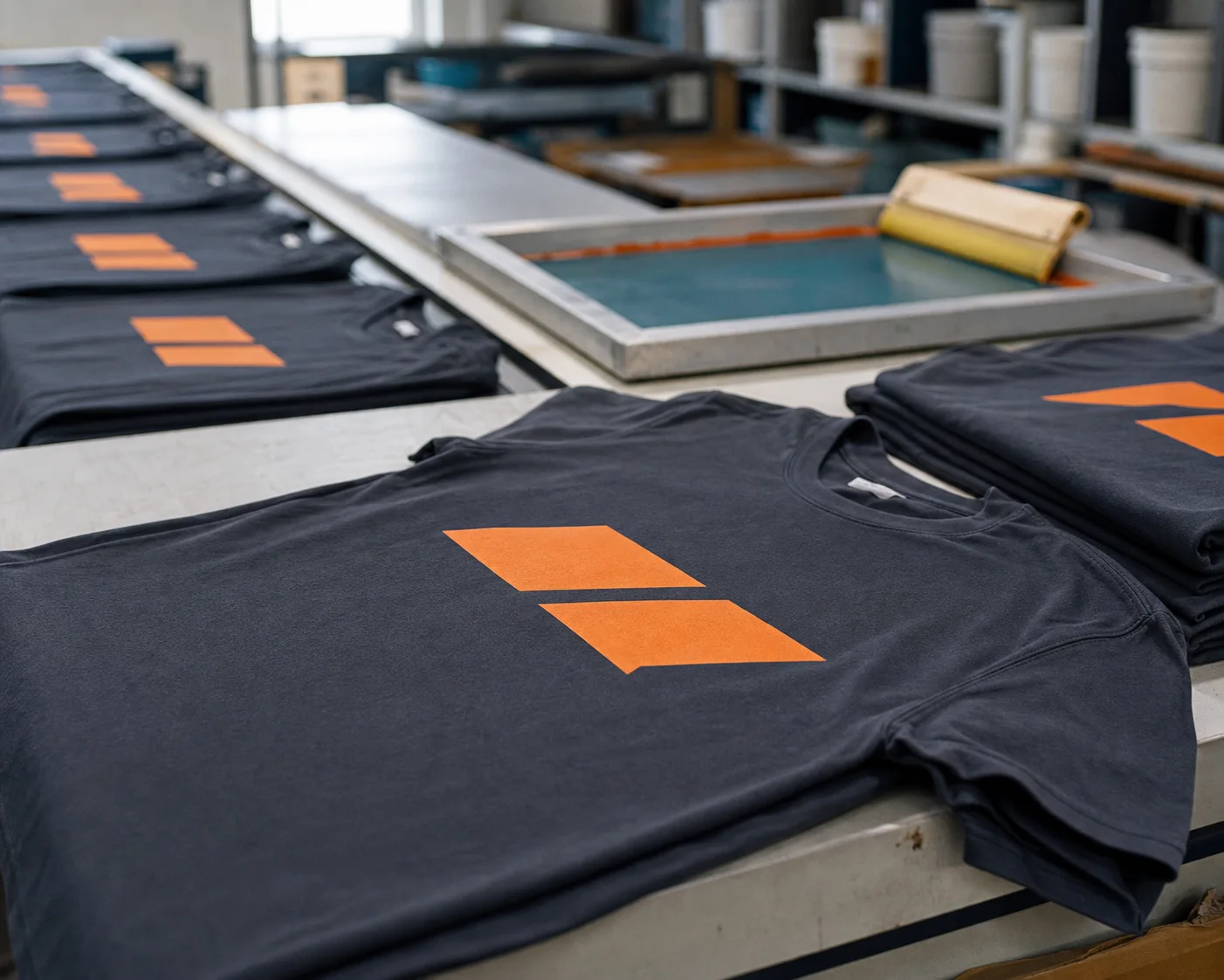 Uniformes com estampa em serigrafia produzidos em ambiente real