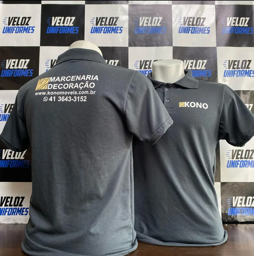 Polo personalizada com logo bordado — uniforme entregue pela Veloz Uniformes