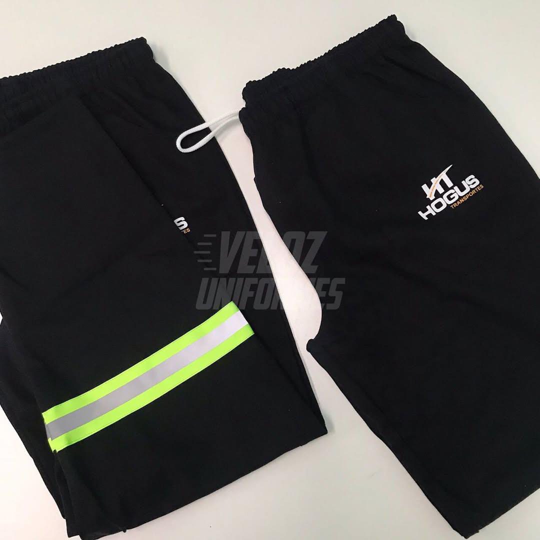 Calça brim preta refletiva uniforme obra