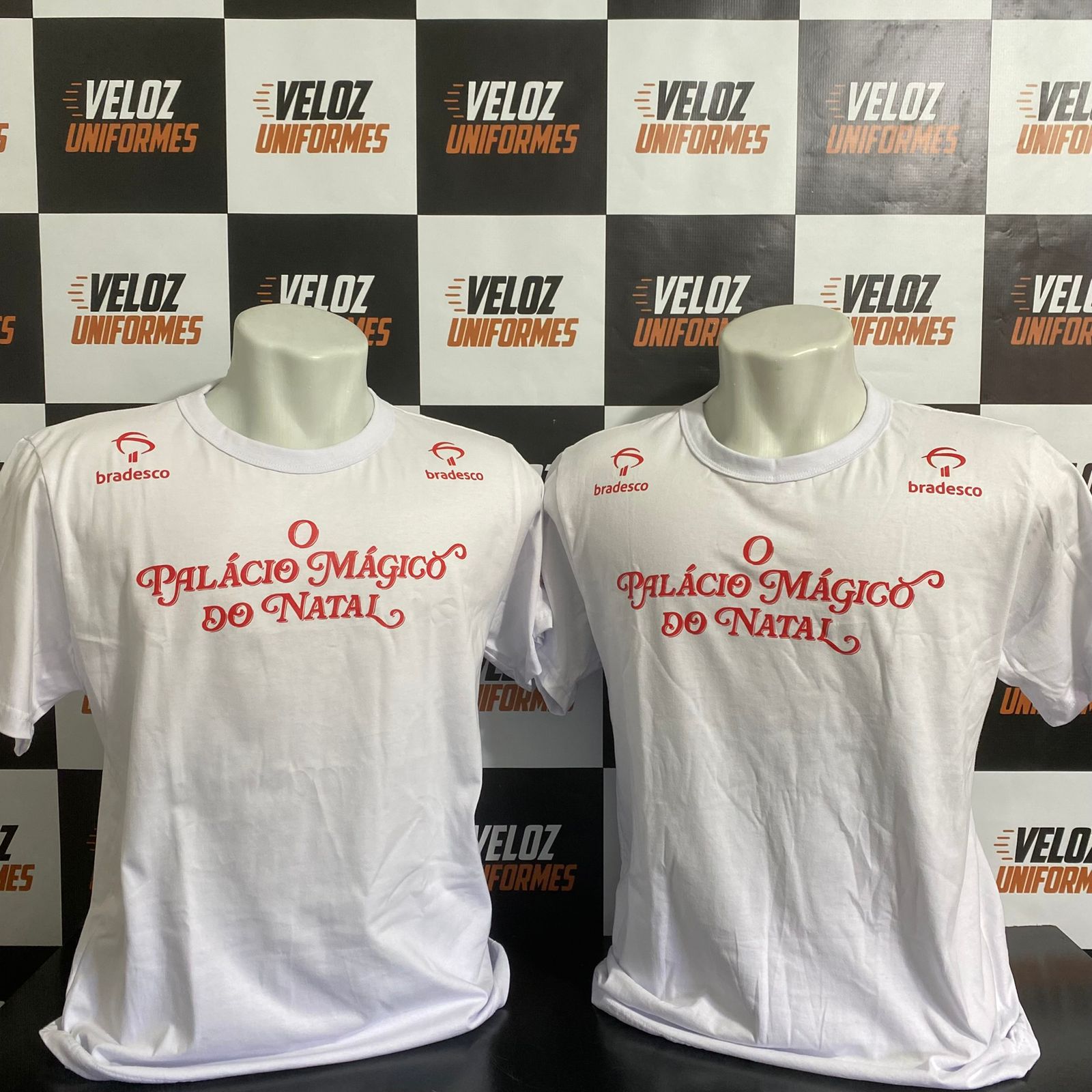Camiseta de evento personalizada branca — Bradesco Natal