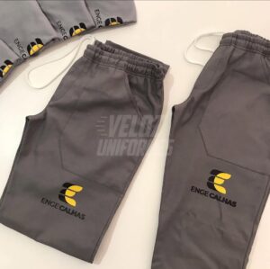 Calça Brim Com Logo Cinza